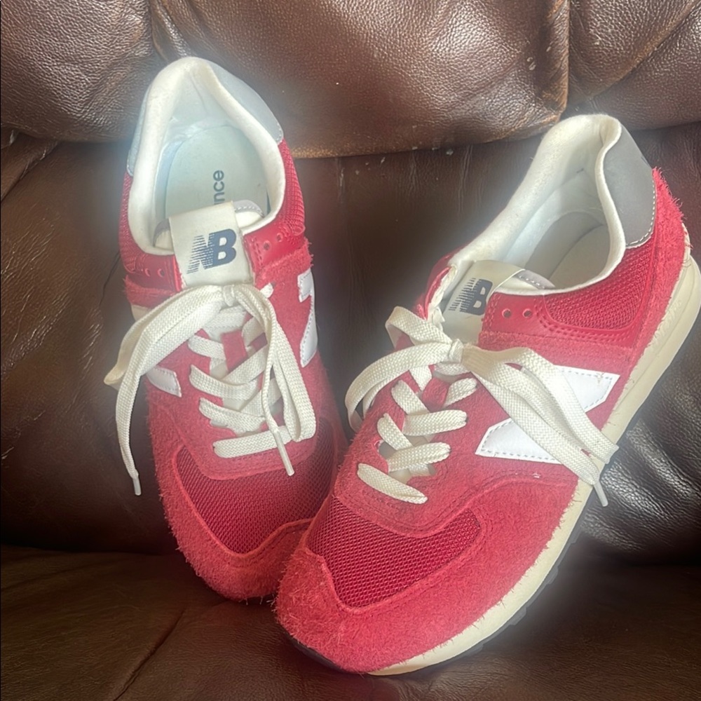 New Balance Red & White Classic Runner Sneakers